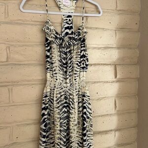 Parker Black and White Halter Sundress